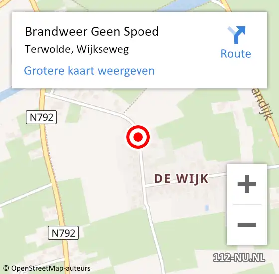 Locatie op kaart van de 112 melding: Brandweer Geen Spoed Naar Terwolde, Wijkseweg op 6 februari 2021 14:41