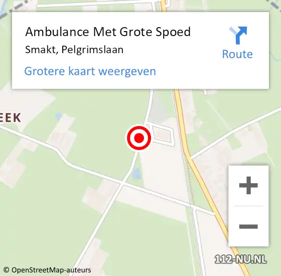 Locatie op kaart van de 112 melding: Ambulance Met Grote Spoed Naar Smakt, Pelgrimslaan op 6 februari 2021 14:57
