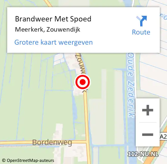 Locatie op kaart van de 112 melding: Brandweer Met Spoed Naar Meerkerk, Zouwendijk op 6 februari 2021 16:17