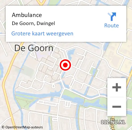 Locatie op kaart van de 112 melding: Ambulance De Goorn, Dwingel op 6 februari 2021 17:08