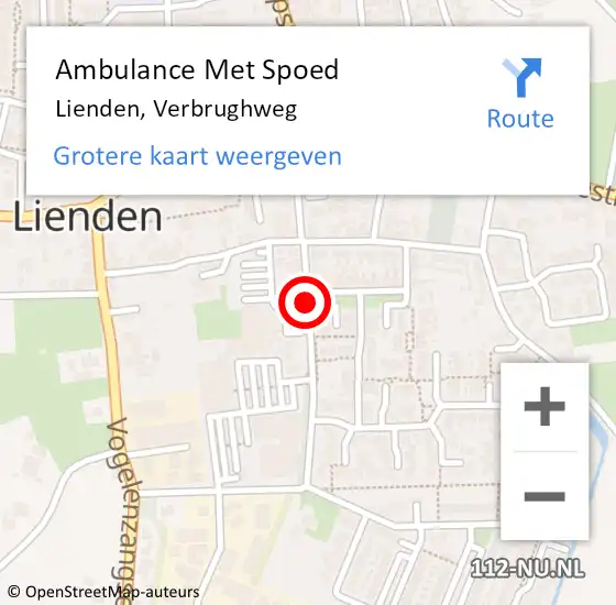 Locatie op kaart van de 112 melding: Ambulance Met Spoed Naar Lienden, Verbrughweg op 6 februari 2021 19:29