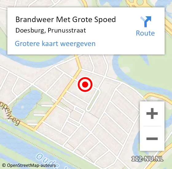 Locatie op kaart van de 112 melding: Brandweer Met Grote Spoed Naar Doesburg, Prunusstraat op 6 februari 2021 20:32