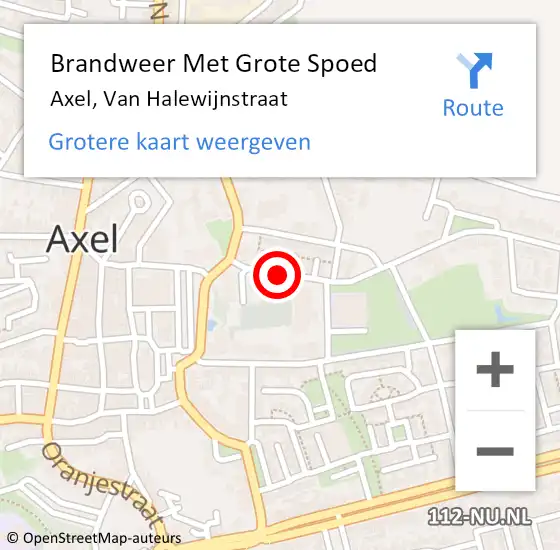 Locatie op kaart van de 112 melding: Brandweer Met Grote Spoed Naar Axel, Van Halewijnstraat op 6 februari 2021 21:10