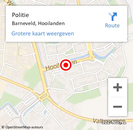 Locatie op kaart van de 112 melding: Politie Barneveld, Hooilanden op 6 februari 2021 21:12