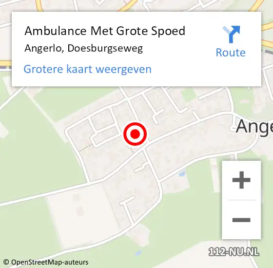 Locatie op kaart van de 112 melding: Ambulance Met Grote Spoed Naar Angerlo, Doesburgseweg op 1 juni 2014 12:32