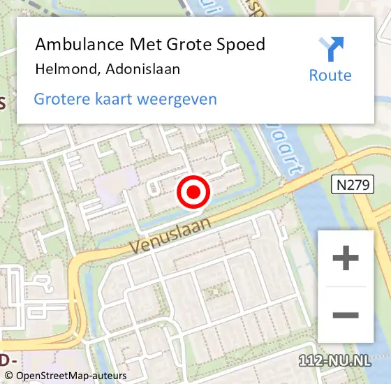 Locatie op kaart van de 112 melding: Ambulance Met Grote Spoed Naar Helmond, Adonislaan op 6 februari 2021 21:16