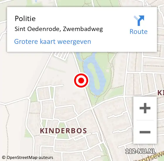 Locatie op kaart van de 112 melding: Politie Sint Oedenrode, Zwembadweg op 6 februari 2021 21:39