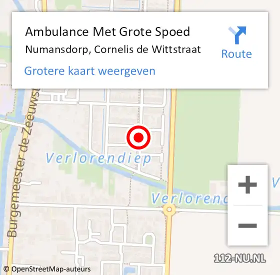 Locatie op kaart van de 112 melding: Ambulance Met Grote Spoed Naar Numansdorp, Cornelis de Wittstraat op 6 februari 2021 21:50