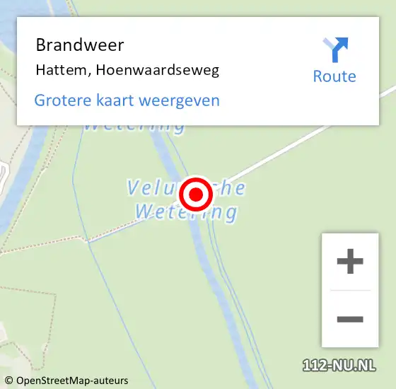 Locatie op kaart van de 112 melding: Brandweer Hattem, Hoenwaardseweg op 6 februari 2021 22:07