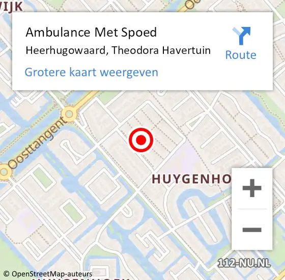 Locatie op kaart van de 112 melding: Ambulance Met Spoed Naar Heerhugowaard, Theodora Havertuin op 6 februari 2021 22:38