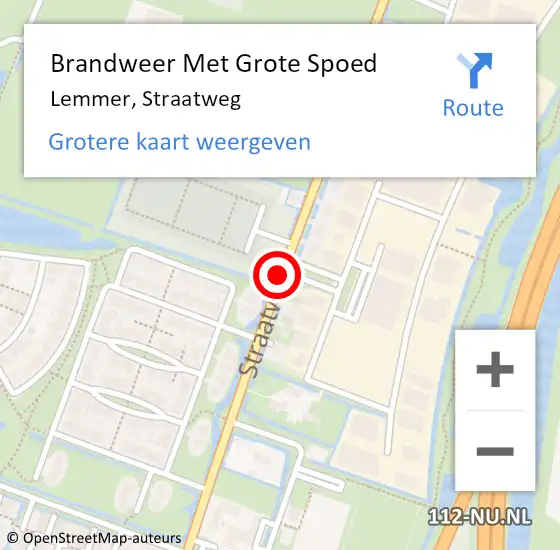 Locatie op kaart van de 112 melding: Brandweer Met Grote Spoed Naar Lemmer, Straatweg op 7 februari 2021 00:03