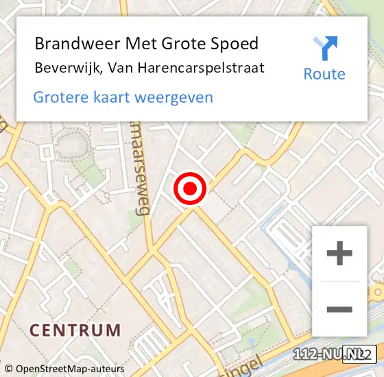 Locatie op kaart van de 112 melding: Brandweer Met Grote Spoed Naar Beverwijk, Van Harencarspelstraat op 7 februari 2021 06:58