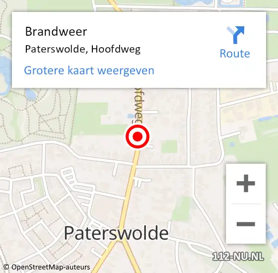 Locatie op kaart van de 112 melding: Brandweer Paterswolde, Hoofdweg op 7 februari 2021 07:44