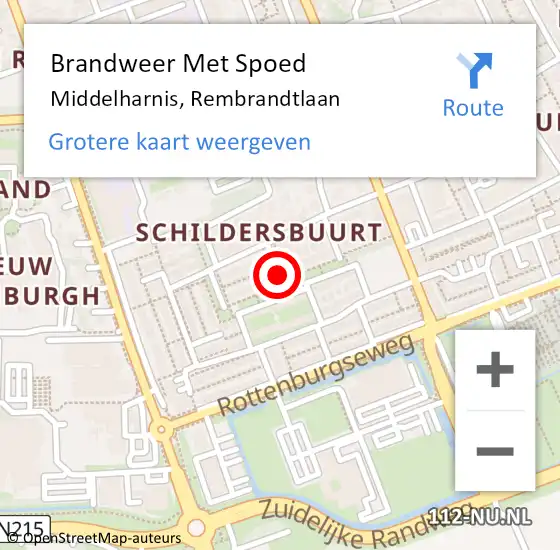 Locatie op kaart van de 112 melding: Brandweer Met Spoed Naar Middelharnis, Rembrandtlaan op 7 februari 2021 09:14