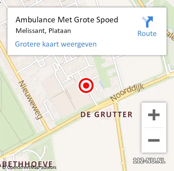 Locatie op kaart van de 112 melding: Ambulance Met Grote Spoed Naar Melissant, Plataan op 7 februari 2021 09:18