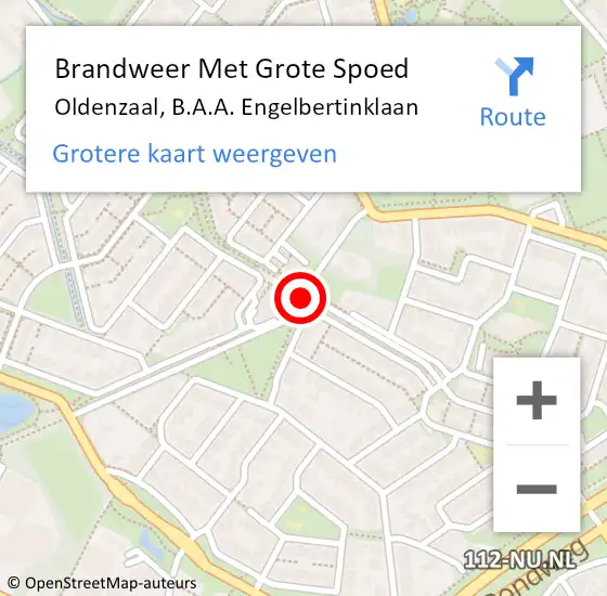 Locatie op kaart van de 112 melding: Brandweer Met Grote Spoed Naar Oldenzaal, B.A.A. Engelbertinklaan op 7 februari 2021 10:03