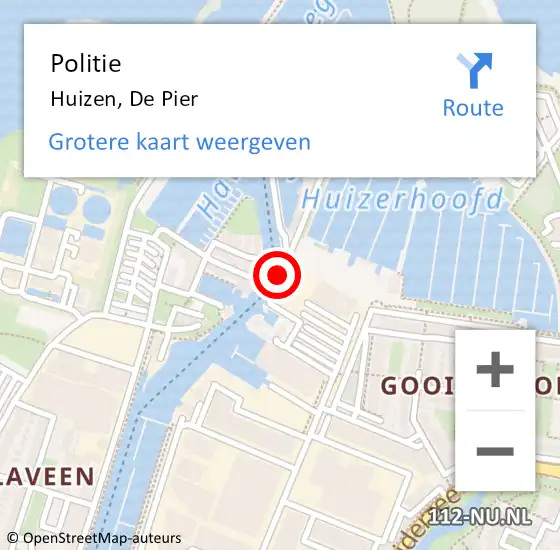 Locatie op kaart van de 112 melding: Politie Huizen, De Pier op 7 februari 2021 10:24