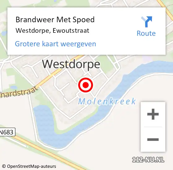 Locatie op kaart van de 112 melding: Brandweer Met Spoed Naar Westdorpe, Ewoutstraat op 7 februari 2021 10:49