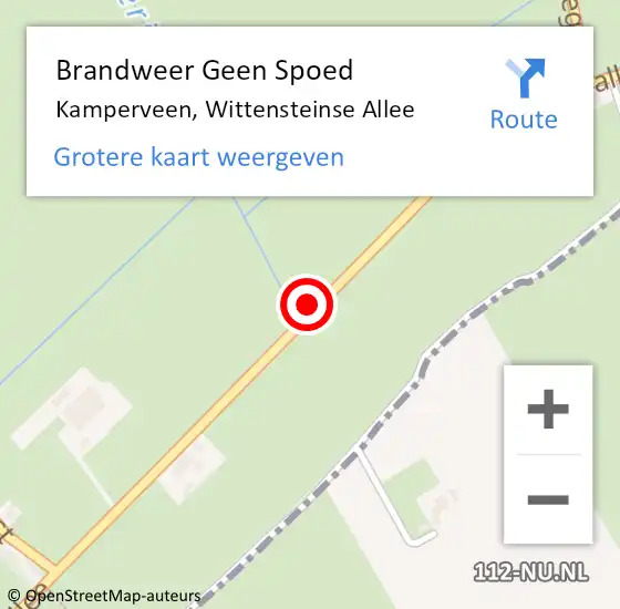 Locatie op kaart van de 112 melding: Brandweer Geen Spoed Naar Kamperveen, Wittensteinse Allee op 7 februari 2021 11:03