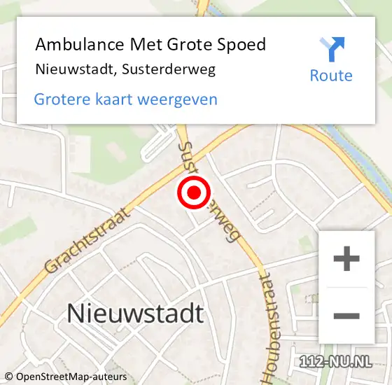 Locatie op kaart van de 112 melding: Ambulance Met Grote Spoed Naar Nieuwstadt, Susterderweg op 1 juni 2014 13:23