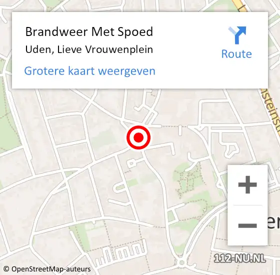 Locatie op kaart van de 112 melding: Brandweer Met Spoed Naar Uden, Lieve Vrouwenplein op 7 februari 2021 11:59