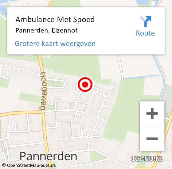 Locatie op kaart van de 112 melding: Ambulance Met Spoed Naar Pannerden, Elzenhof op 7 februari 2021 12:01