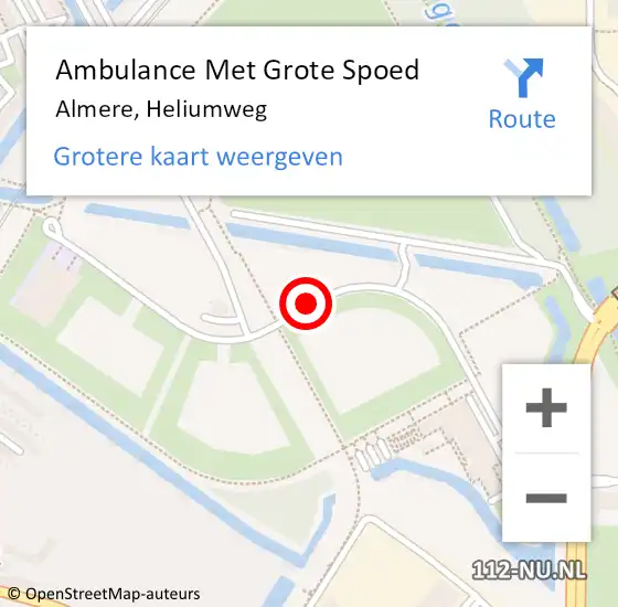 Locatie op kaart van de 112 melding: Ambulance Met Grote Spoed Naar Almere, Heliumweg op 7 februari 2021 13:50