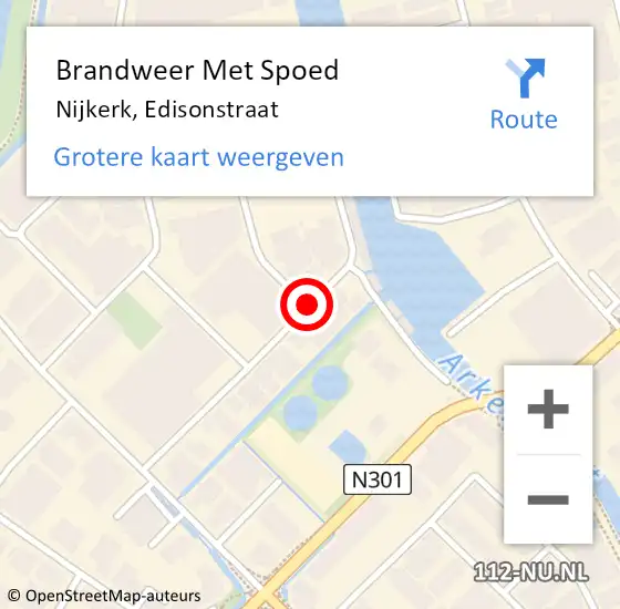 Locatie op kaart van de 112 melding: Brandweer Met Spoed Naar Nijkerk, Edisonstraat op 7 februari 2021 14:30