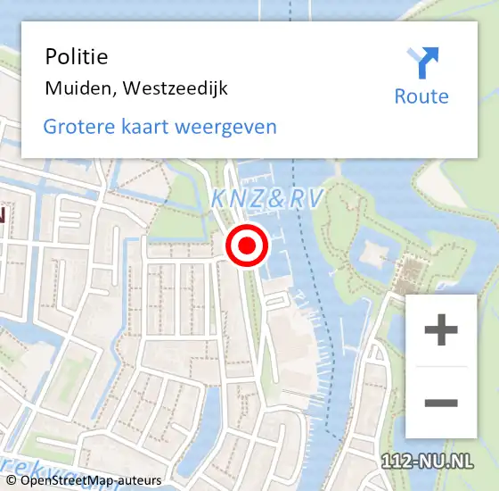 Locatie op kaart van de 112 melding: Politie Muiden, Westzeedijk op 7 februari 2021 14:45