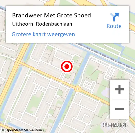 Locatie op kaart van de 112 melding: Brandweer Met Grote Spoed Naar Uithoorn, Rodenbachlaan op 7 februari 2021 16:17