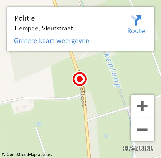 Locatie op kaart van de 112 melding: Politie Liempde, Vleutstraat op 7 februari 2021 16:25