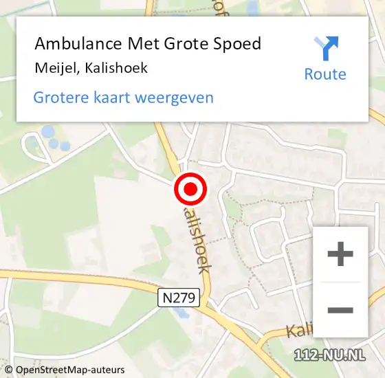 Locatie op kaart van de 112 melding: Ambulance Met Grote Spoed Naar Meijel, Kalishoek op 1 juni 2014 14:06