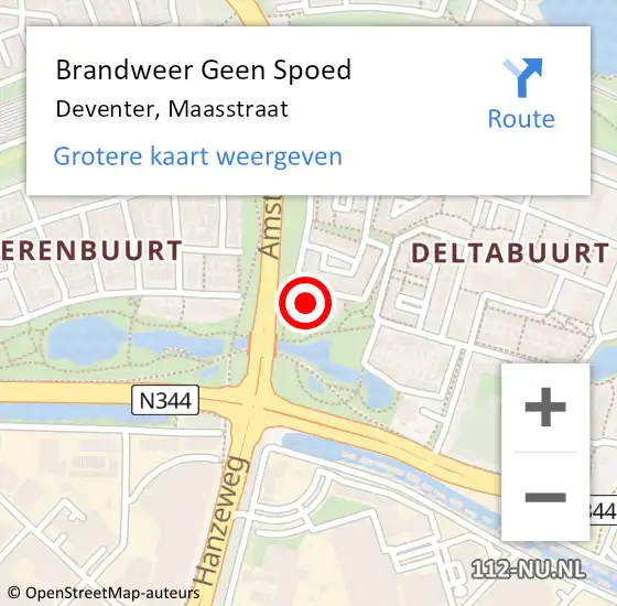 Locatie op kaart van de 112 melding: Brandweer Geen Spoed Naar Deventer, Maasstraat op 7 februari 2021 17:07