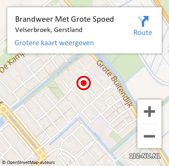 Locatie op kaart van de 112 melding: Brandweer Met Grote Spoed Naar Velserbroek, Gerstland op 7 februari 2021 17:28