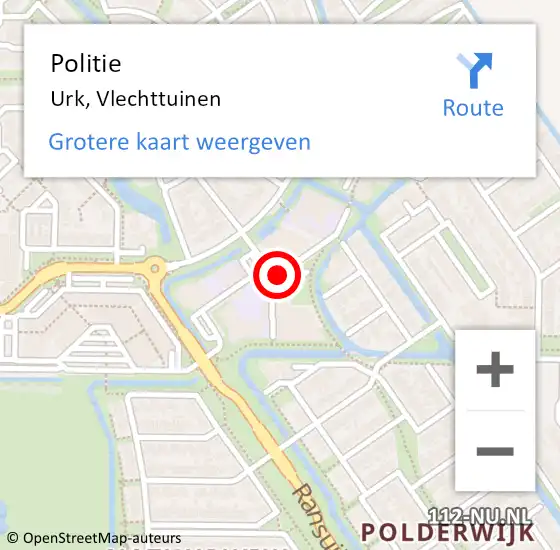 Locatie op kaart van de 112 melding: Politie Urk, Vlechttuinen op 7 februari 2021 17:58