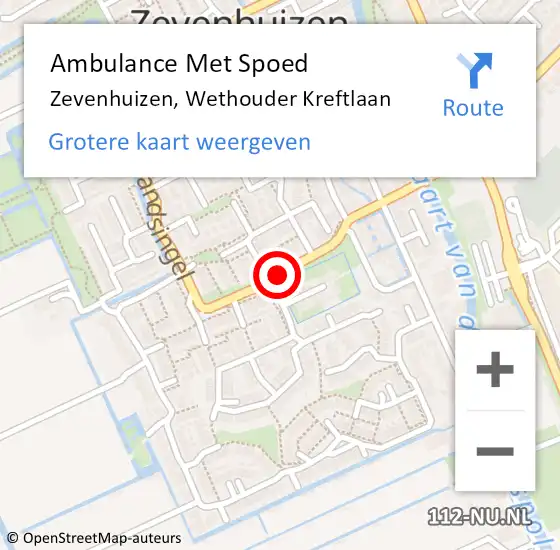 Locatie op kaart van de 112 melding: Ambulance Met Spoed Naar Zevenhuizen, Wethouder Kreftlaan op 1 juni 2014 14:16