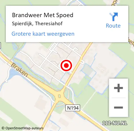 Locatie op kaart van de 112 melding: Brandweer Met Spoed Naar Spierdijk, Theresiahof op 7 februari 2021 18:20