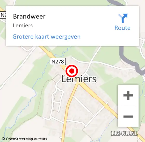 Locatie op kaart van de 112 melding: Brandweer Lemiers op 7 februari 2021 18:56