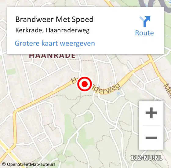 Locatie op kaart van de 112 melding: Brandweer Met Spoed Naar Kerkrade, Haanraderweg op 7 februari 2021 19:59