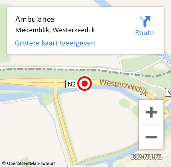 Locatie op kaart van de 112 melding: Ambulance Medemblik, Westerzeedijk op 7 februari 2021 20:14
