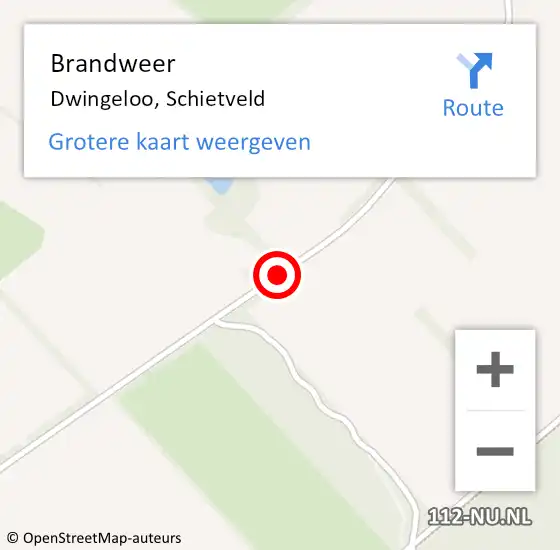 Locatie op kaart van de 112 melding: Brandweer Dwingeloo, Schietveld op 7 februari 2021 20:17