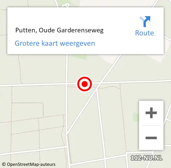 Locatie op kaart van de 112 melding:  Putten, Oude Garderenseweg op 7 februari 2021 20:41