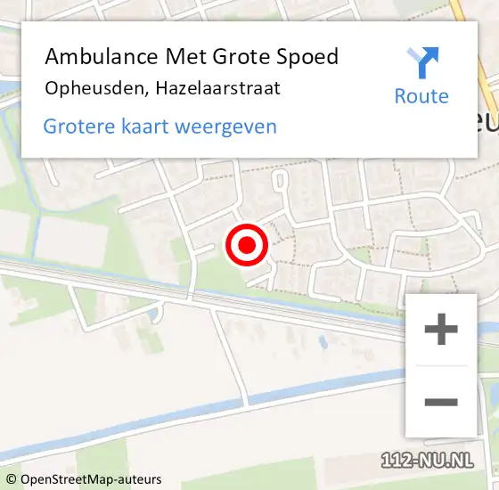 Locatie op kaart van de 112 melding: Ambulance Met Grote Spoed Naar Opheusden, Hazelaarstraat op 7 februari 2021 22:23