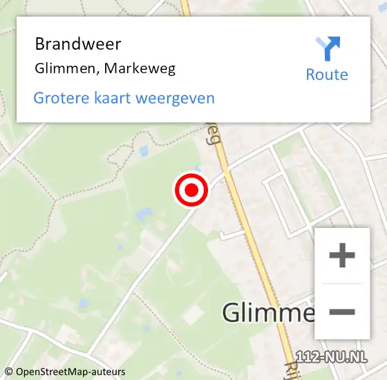 Locatie op kaart van de 112 melding: Brandweer Glimmen, Markeweg op 1 juni 2014 14:40