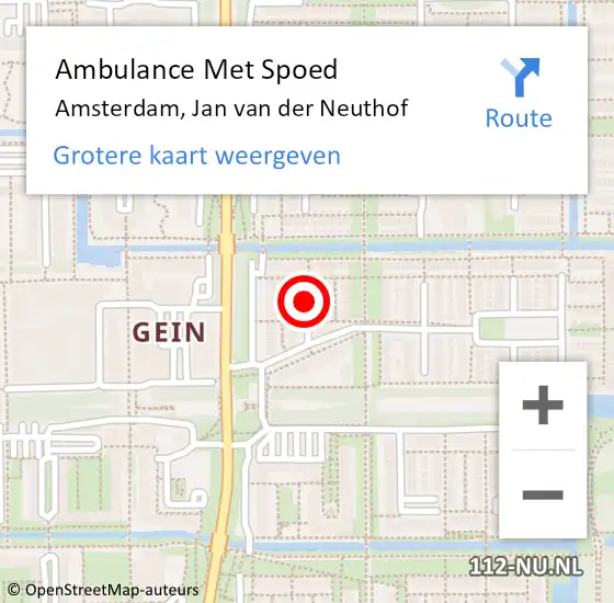 Locatie op kaart van de 112 melding: Ambulance Met Spoed Naar Amsterdam, Jan van der Neuthof op 7 februari 2021 23:38