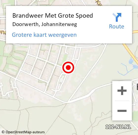 Locatie op kaart van de 112 melding: Brandweer Met Grote Spoed Naar Doorwerth, Johanniterweg op 7 februari 2021 23:46