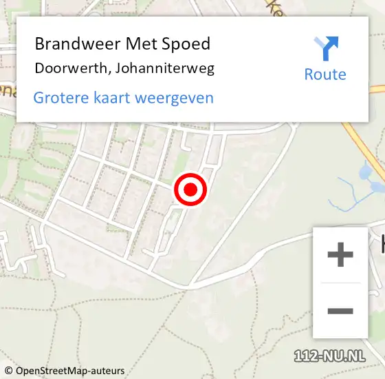 Locatie op kaart van de 112 melding: Brandweer Met Spoed Naar Doorwerth, Johanniterweg op 8 februari 2021 00:41