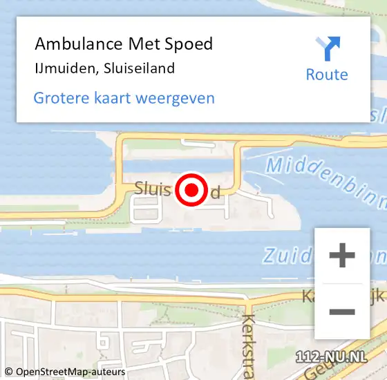 Locatie op kaart van de 112 melding: Ambulance Met Spoed Naar IJmuiden, Sluiseiland op 8 februari 2021 00:53