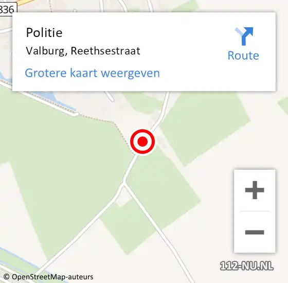 Locatie op kaart van de 112 melding: Politie Valburg, Reethsestraat op 8 februari 2021 01:51