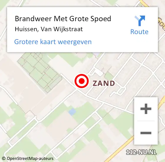 Locatie op kaart van de 112 melding: Brandweer Met Grote Spoed Naar Huissen, Van Wijkstraat op 8 februari 2021 04:06